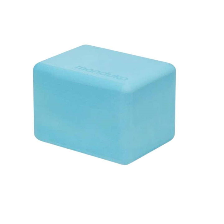 MINI TRAVEL YOGA BLOCK AQUA FRONT SIDE