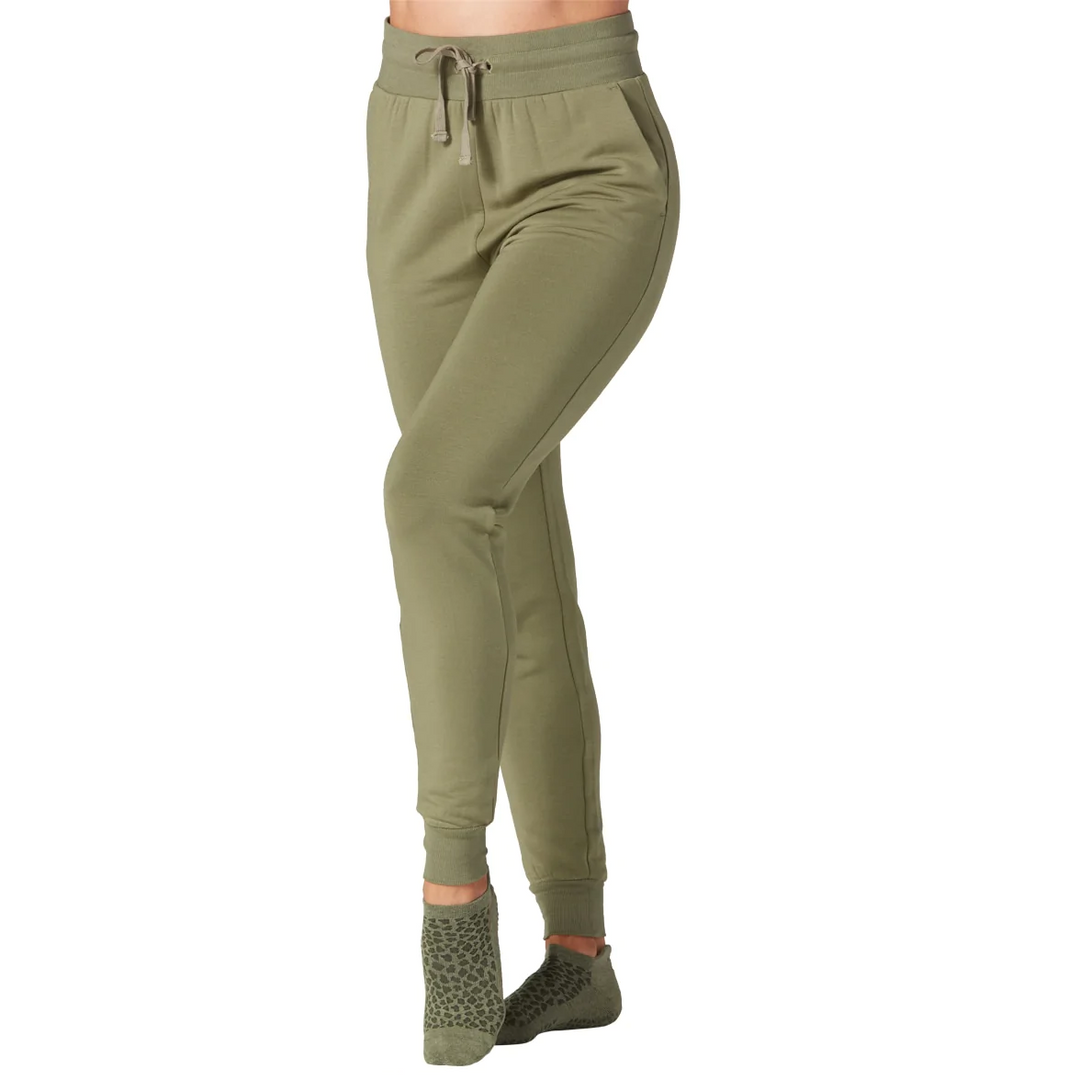 HIGH WAISTED FITTED JOGGER - LIGHT OLIVE