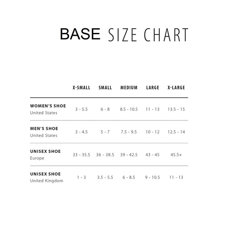 BASE SPORT LOW RISE RUGGED SIZE CHART