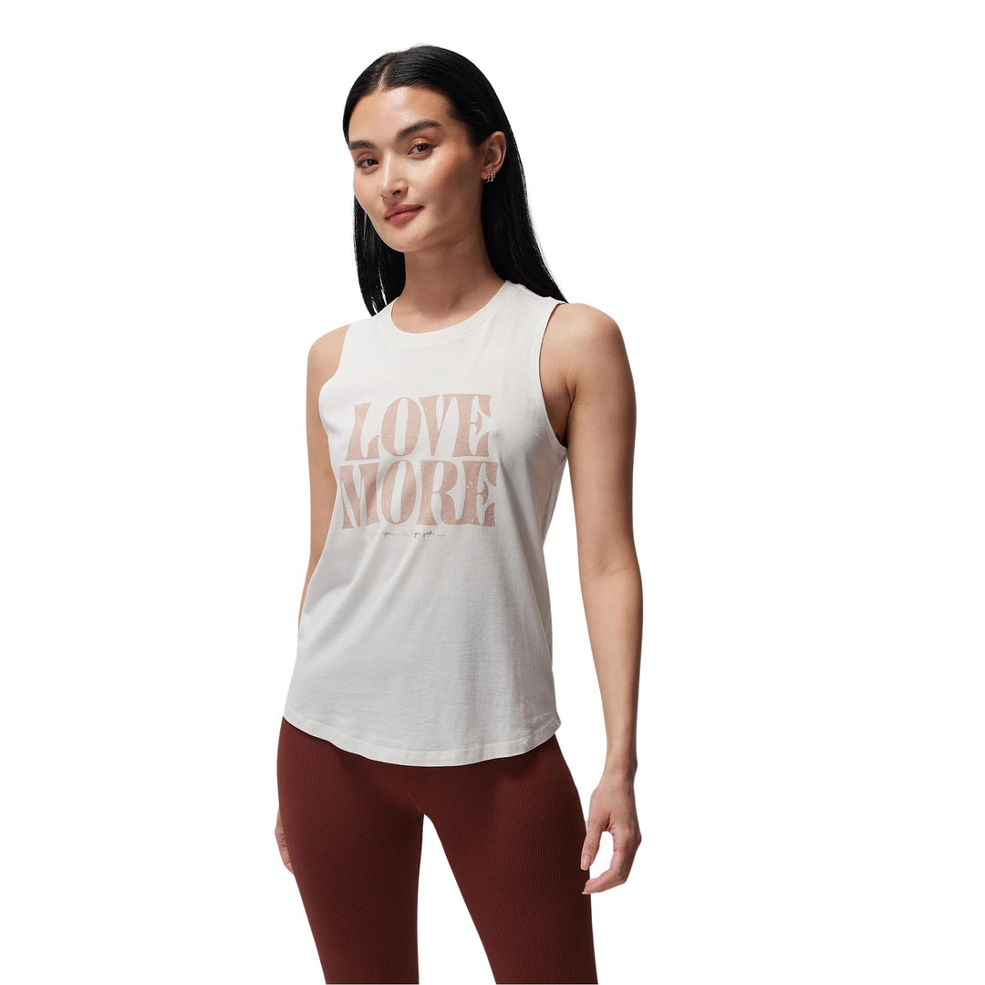 LOVE MORE MUSCLE TANK - WHITE SAND