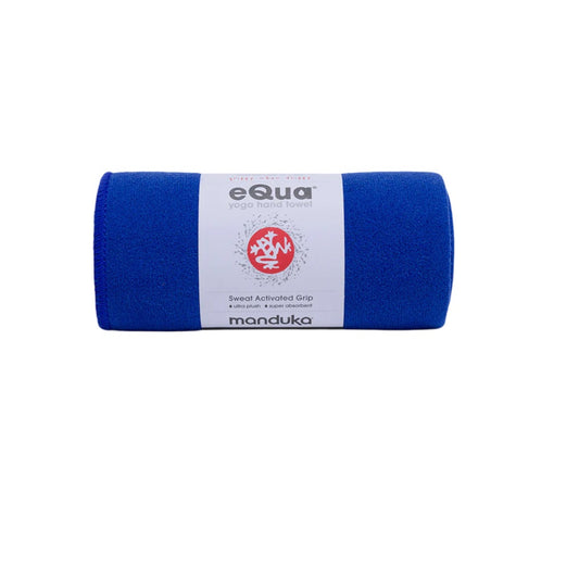 EQUA YOGA HAND TOWEL BLUE TOAD FRONT SIDE