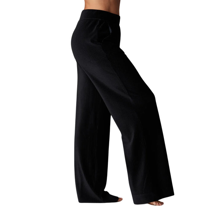 WIDE LEG BRUSHED RIB PANT