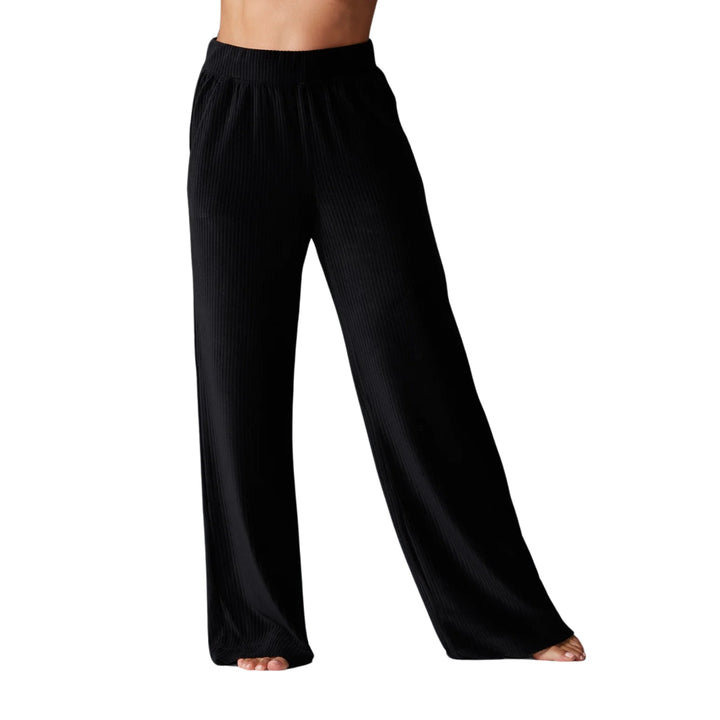 WIDE LEG BRUSHED RIB PANT