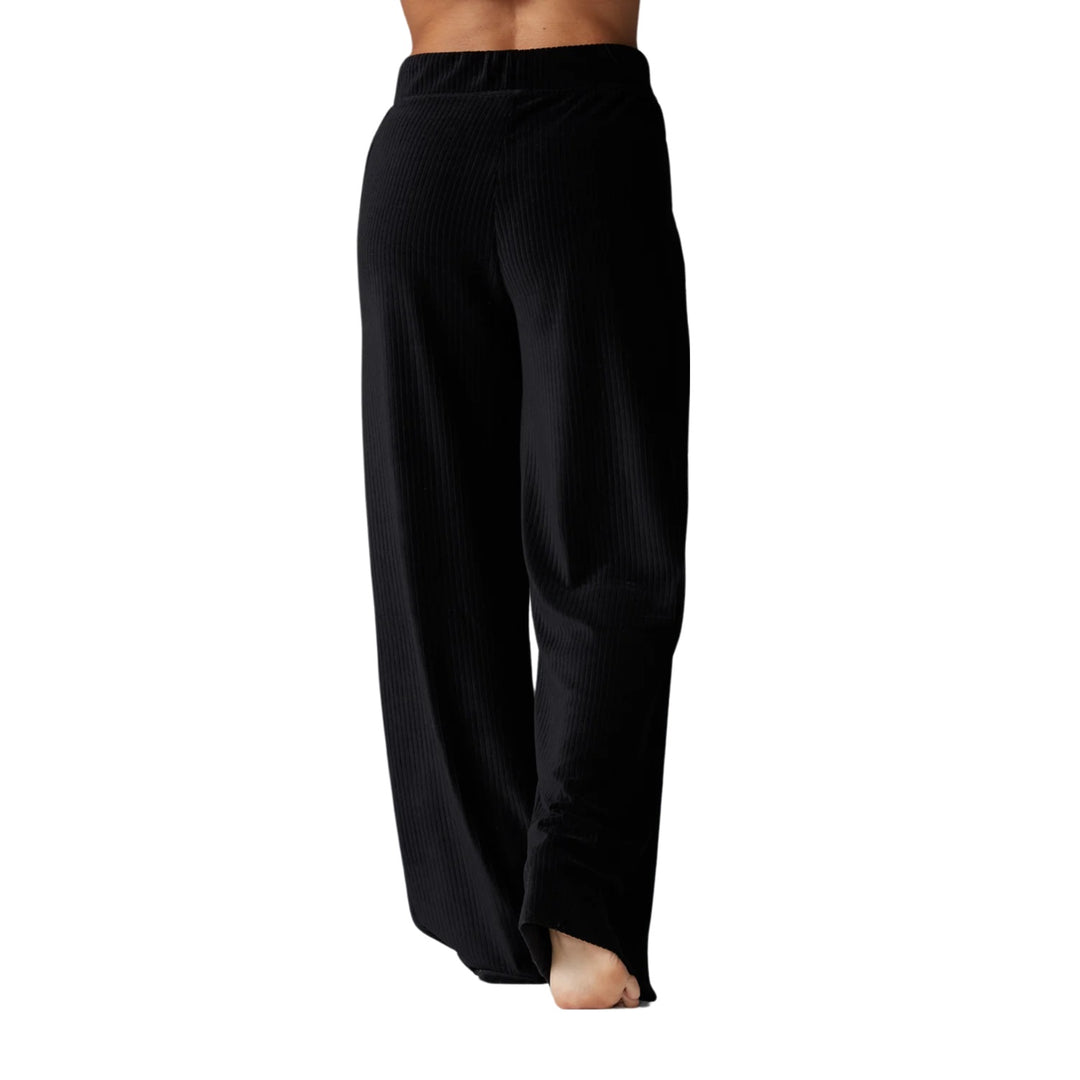 WIDE LEG BRUSHED RIB PANT