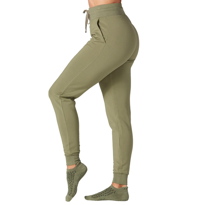 HIGH WAISTED FITTED JOGGER - LIGHT OLIVE