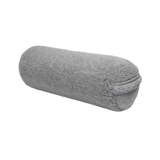 WOOL ROUND BOLSTER GREY FRONT SIDE