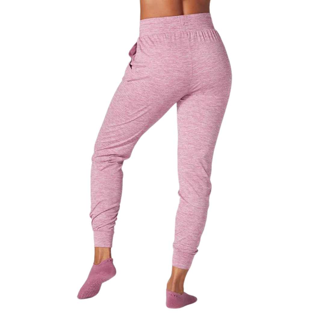 BRUSHED TEC KNIT HIGH WAISTED JOGGER - BERRY SPACE DYE
