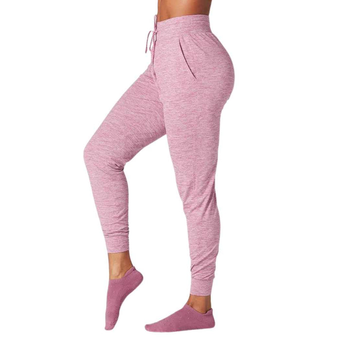 BRUSHED TEC KNIT HIGH WAISTED JOGGER - BERRY SPACE DYE